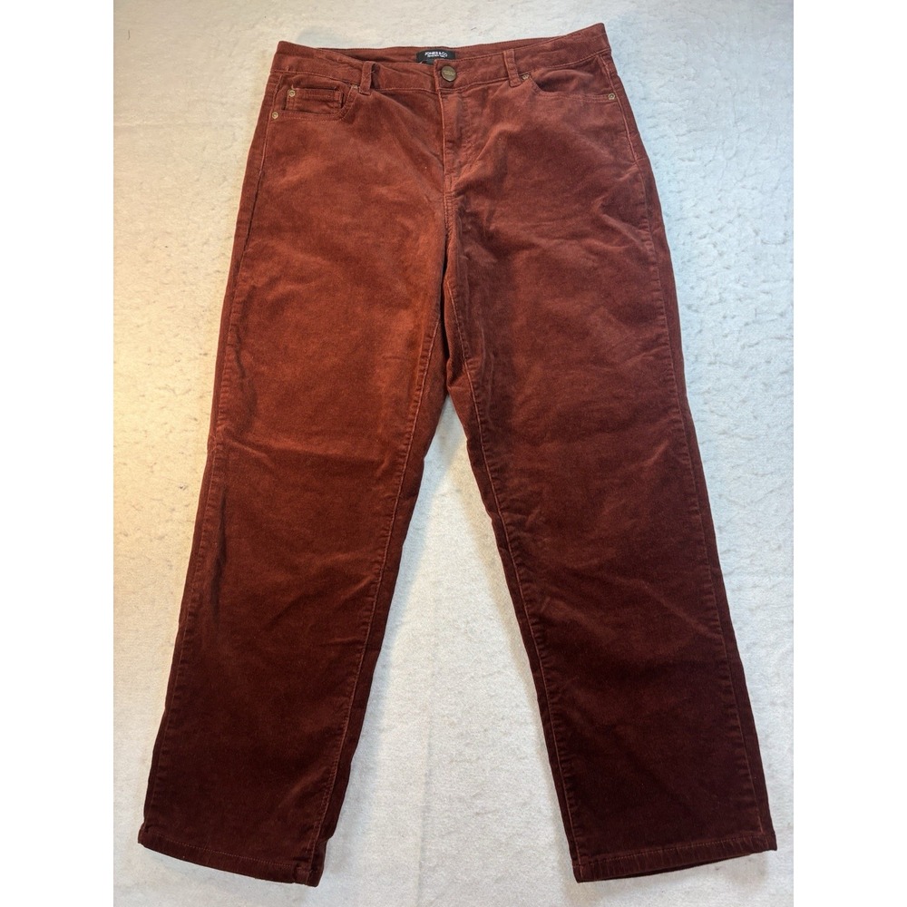 Jones & Co Corduroy Straight Leg Pants Size 10 (31x25) Rust Mid Rise Outdoor